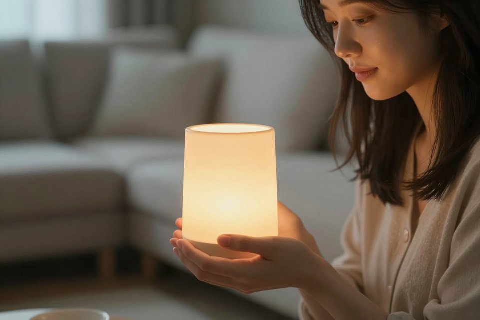 손에 쥔 따뜻한 가족의 정과 희망의 빛