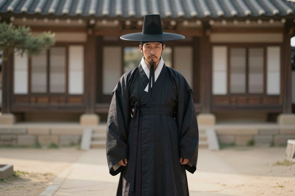 조용히 서 있는 저승사자를 바라보는 시선