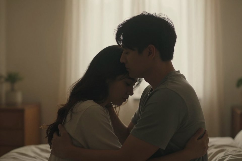 갈등 후 화해하며 안아주는 따뜻한 순간