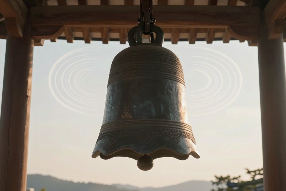 맑고 크게 울리는 기의 소리가 하늘로 올라가는 모습