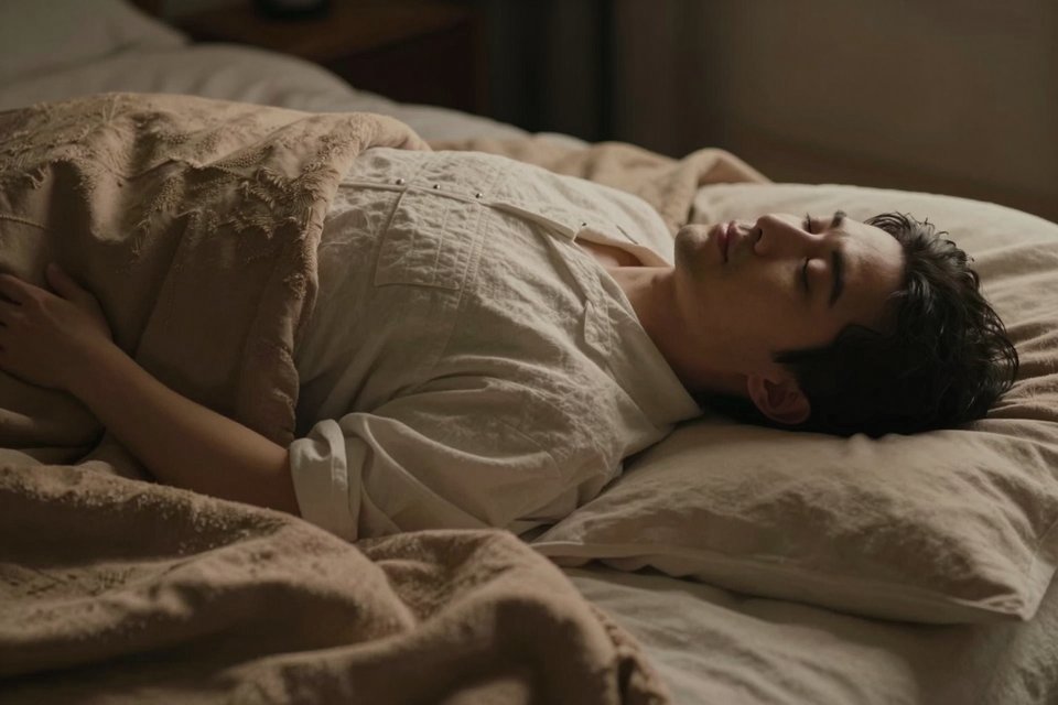 푹신한 옷 더미 위에서 편안히 쉬는 모습