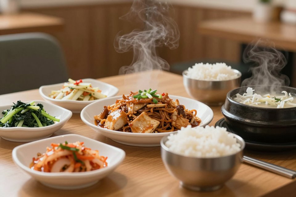 정갈하게 차려진 밥상과 맛있는 음식