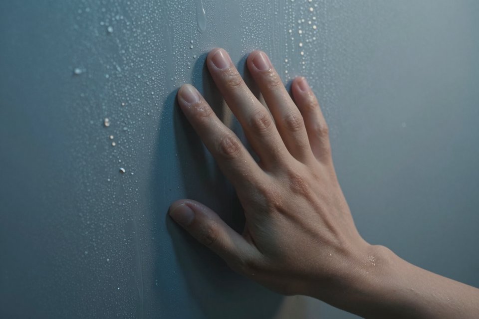 차가운 습한 벽면과 미끄러지는 손의 느낌