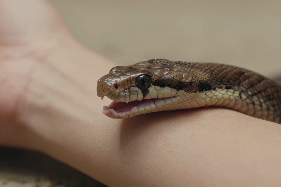 아프지 않게 물리는 뱀의 입