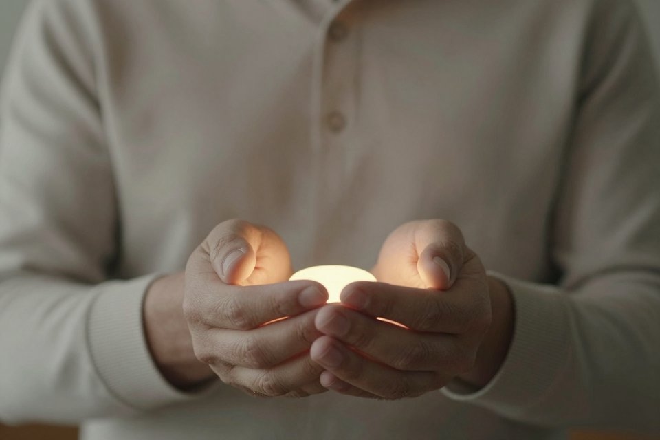 남자가 손에 쥔 물건의 무게와 온도