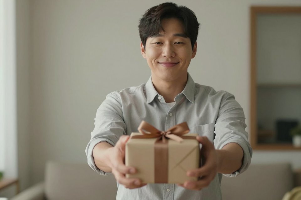 남자가 선물 상자를 건네 주는 꿈