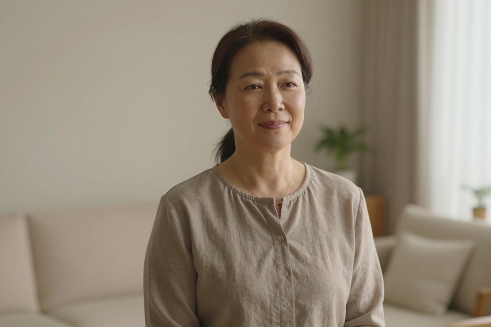 따뜻한 미소를 짓고 있는 어머니의 온기