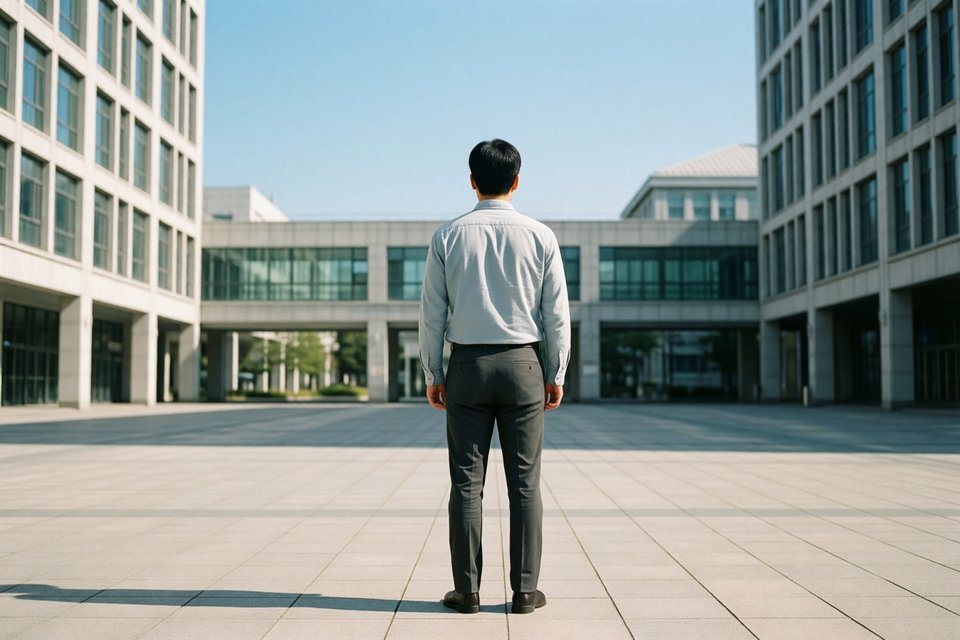 낯선 곳에서 기다리는 남편의 모습