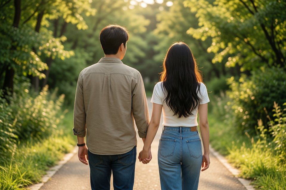 아내와 손을 잡고 산책하는 꿈