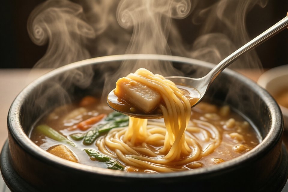 따뜻하고 부드러운 음식을 맛있게 먹는 평화로운 꿈