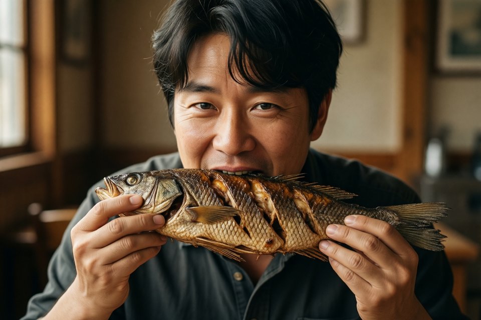 구운 생선을 뼈와 껍질까지 통째로 씹어 먹는 꿈